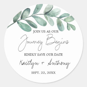 Botanical Watercolor Greenery Eucalyptus Classic R Classic Round Sticker