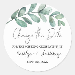 Botanical Watercolor Greenery Eucalyptus Classic R Classic Round Sticker