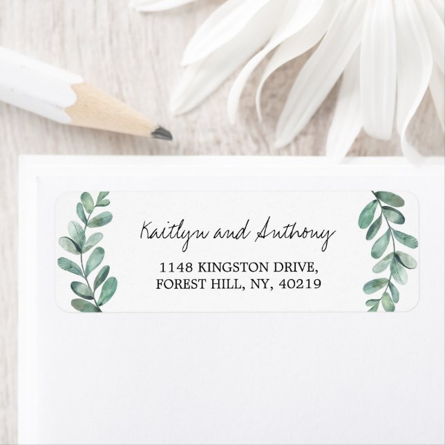 Botanical Watercolor Greenery Eucalyptus Label (Insitu)