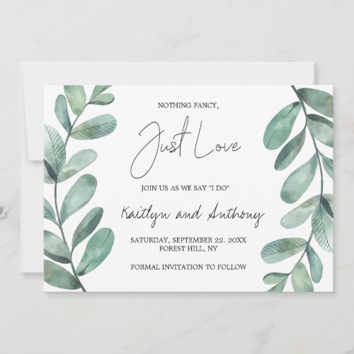 Botanical Watercolor Greenery Eucalyptus Save The Date