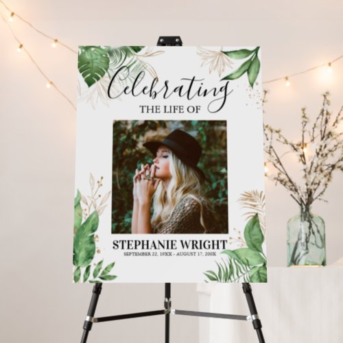 Botanical Watercolor Greenery Funeral Welcome Sign