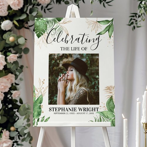 Botanical Watercolor Greenery Funeral Welcome Sign