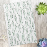 Botanical Watercolor Greenery Leaves Kitchen Towel<br><div class="desc">Modern sage green and white watercolor eucalyptus leaves and greenery design for a clean,  fresh look. Original art by Nic Squirrell.</div>