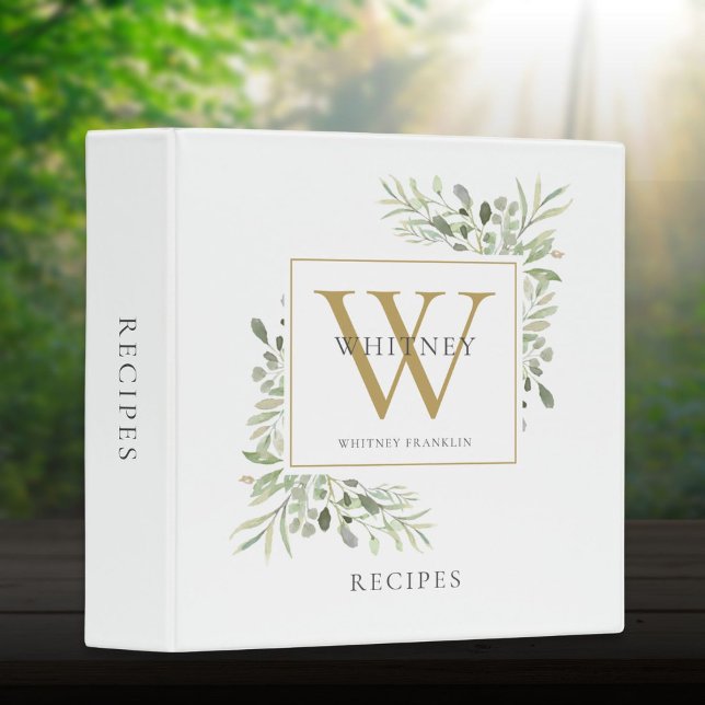 Botanical Watercolor Greenery Monogram Name Recipe 3 Ring Binder (Botanical Watercolor Greenery Monogram Name Recipe 3 Ring Binder)