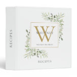 Botanical Watercolor Greenery Monogram Name Recipe 3 Ring Binder Botanical Watercolor Greenery Monogram Name Recipe 3 Ring Binder