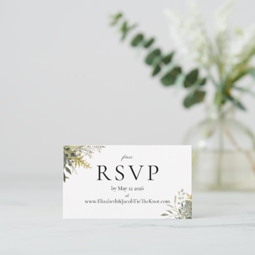 Botanical Watercolor Greenery Wedding RSVP Card