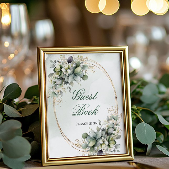 Botanical Watercolor Guest Book Tabletop Sign (Botanical Watercolor Guest Book Tabletop Sign)