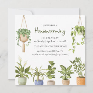 Botanical Watercolor Housewarming Party  Invitation