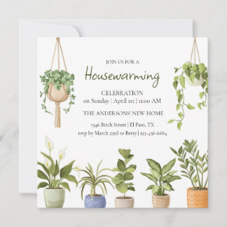 Botanical Watercolor Housewarming Party  Invitation