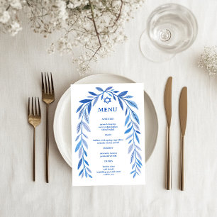 Botanical Watercolor Jewish Event Bar Bat Mitzvah Menu