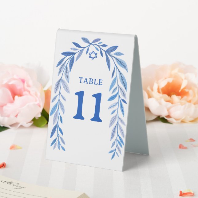 Botanical Watercolor Jewish Event Bar Bat Mitzvah Table Tent (In SItu (Wedding))