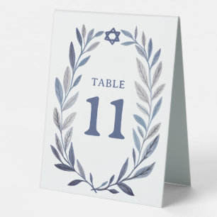 Botanical Watercolor Jewish Event Bar Bat Mitzvah Table Tent