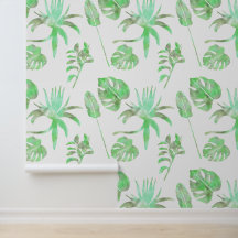 Botanical Watercolor Leaf Wallpaper | Light Green 