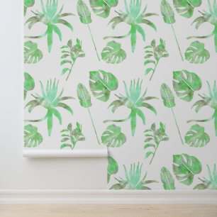 Botanical Watercolor Leaf Wallpaper Light Green