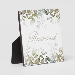 botanical watercolor leaves reserved plaque