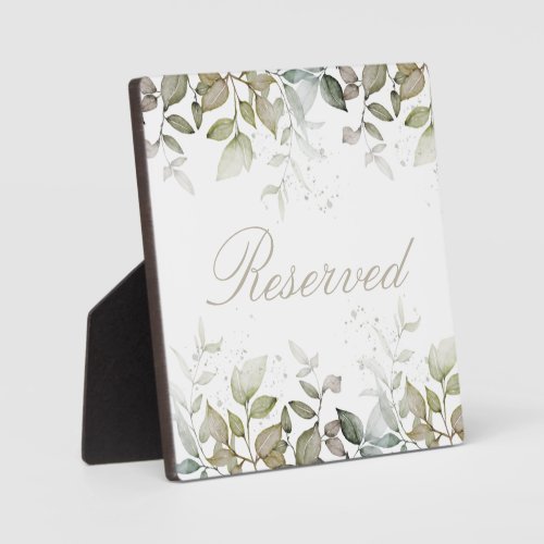 botanical watercolor leaves reserved plaque