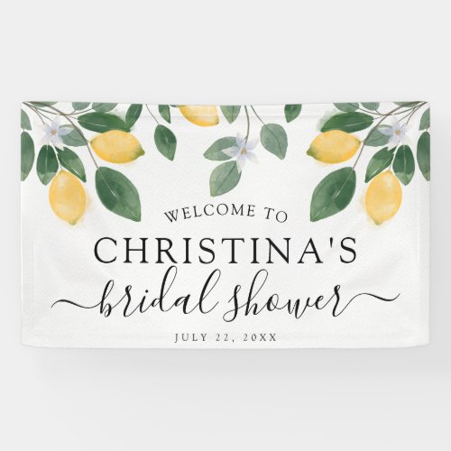 Botanical Watercolor Lemon Greenery Bridal Shower Banner