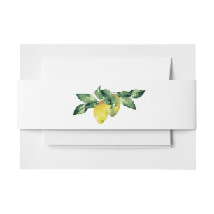 Botanical Watercolor Lemon Wedding Invitation Belly Band