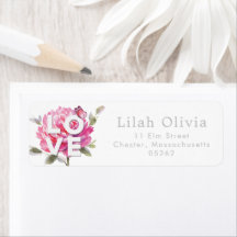 Botanical Watercolor Love Script Personalized