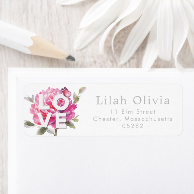 Botanical Watercolor Love Script Personalized Label (Insitu)