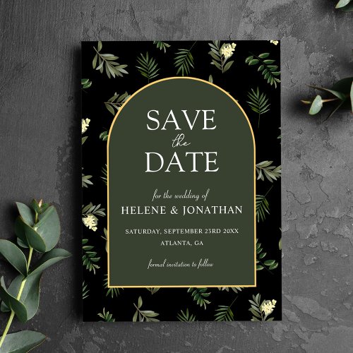 Botanical Watercolor Modern Rustic Elegant Wedding Save The Date