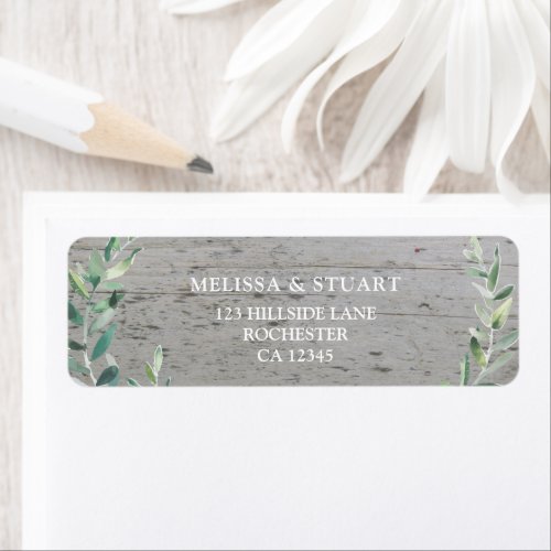 Botanical Watercolor olive branch on wood Label
