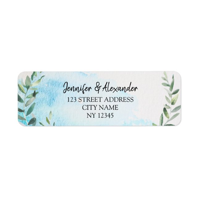 Botanical Watercolor olive leaves rustic wedding L Label (Front)