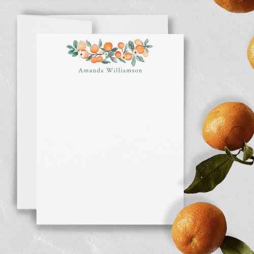 Botanical Watercolor Orange Personal Stationery Note Card