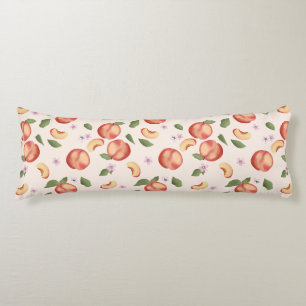 Botanical Watercolor Peaches & Blossoms Body Pillow