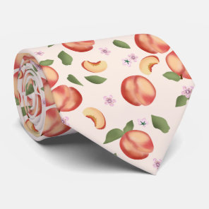 Botanical Watercolor Peaches & Blossoms  Neck Tie
