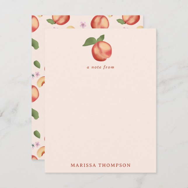 Botanical Watercolor Peaches & Blossoms  Note Card (Front/Back)