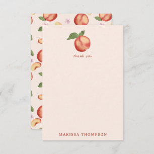 Botanical Watercolor Peaches & Blossoms Thank You Card