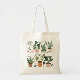 Botanical Watercolor Potted Plants Tote Bag