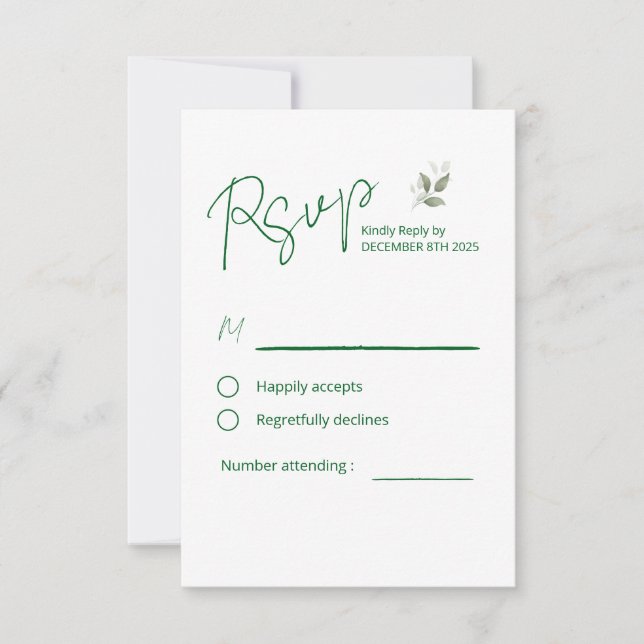 Botanical watercolor RSVP card (Front)