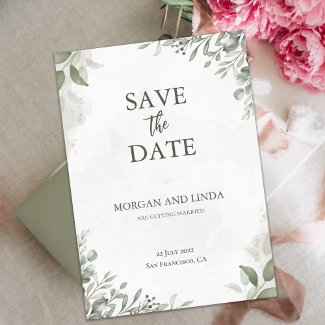 Botanical Watercolor Sage Green Classic Wedding