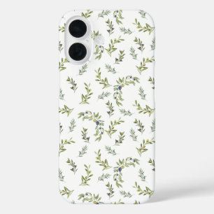 Botanical Watercolor Sage Green Olive Pattern iPhone 16 Case