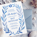 Botanical Watercolor Star of David Bar Bat Mitzvah Invitation<br><div class="desc">Perfect card to announce a bat mitzvah, bar mitzvah or other Jewish celebration! Hand drawn delicate leaf trame art for you! FULLY CUSTOMIZABLE! Click on “Personalize” above to edit the text. Click "edit using design tool" to adjust the fonts, colors and placements and to add text to the back side...</div>