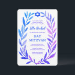 Botanical Watercolor Star of David Bar Bat Mitzvah Invitation<br><div class="desc">Perfect card to announce a bat mitzvah, bar mitzvah or other Jewish celebration! Hand drawn delicate leaf trame art for you! FULLY CUSTOMIZABLE! Click on “Personalize” above to edit the text. Click "edit using design tool" to adjust the fonts, colors and placements and to add text to the back side...</div>