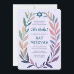 Botanical Watercolor Star of David Bar Bat Mitzvah Invitation<br><div class="desc">Perfect card to announce a bat mitzvah, bar mitzvah or other Jewish celebration! Hand drawn delicate leaf trame art for you! FULLY CUSTOMIZABLE! Click on “Personalize” above to edit the text. Click "edit using design tool" to adjust the fonts, colors and placements and to add text to the back side...</div>