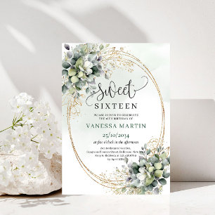 Botanical Watercolor Sweet 16 Birthday Invitation
