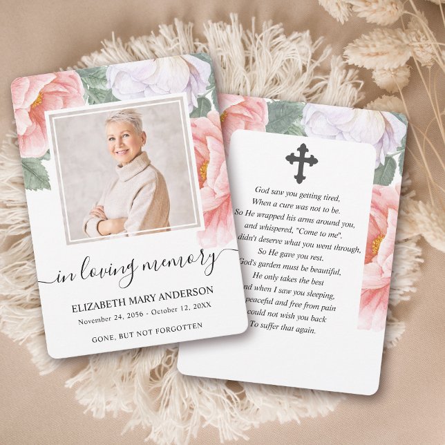 Botanical Watercolor Sympathy Funeral Prayer Card (Creator Uploaded)