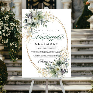 Botanical Watercolor Unplugged Ceremony Wedding Poster
