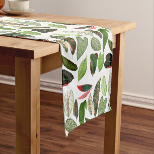 Botanical Watercolor Vintage Greenery Leaves Short Table Runner