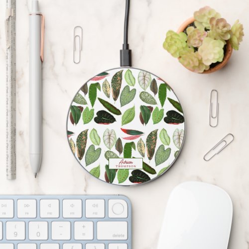 Botanical Watercolor Vintage Greenery Leaves Wireless Charger