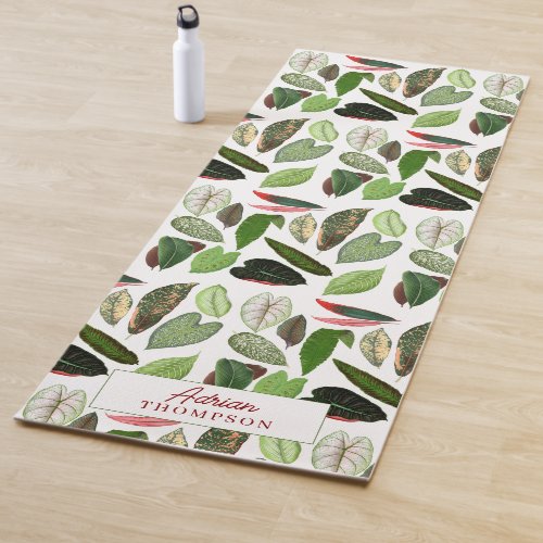 Botanical Watercolor Vintage Greenery Leaves Yoga Mat