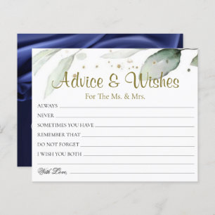 Botanical Watercolor Wedding Advice Wishes Cards