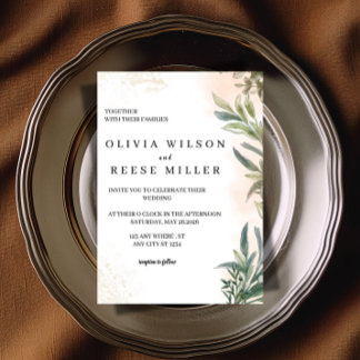 Botanical Watercolor Wedding Invitation