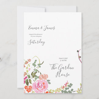 botanical watercolor Wedding Invitation,Wildflower Invitation
