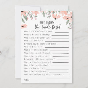 Botanical Watercolor Who Knows the Bride Best Game Announcement