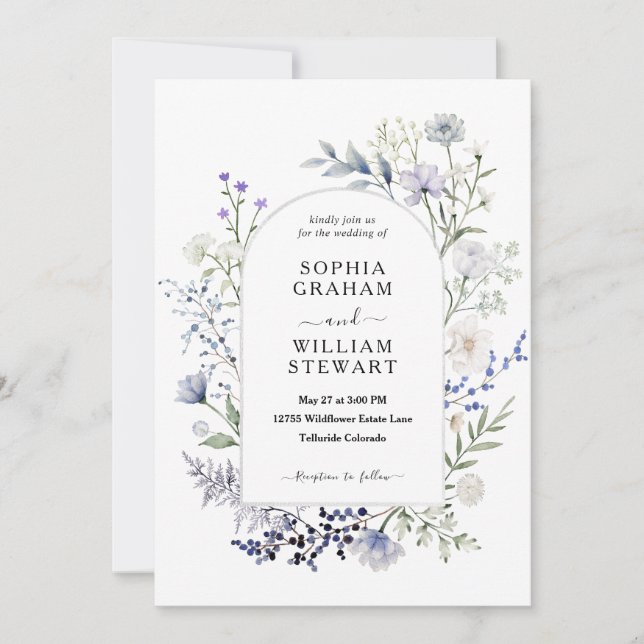 Botanical Watercolor Wildflower Elegant Wedding Invitation (Front)